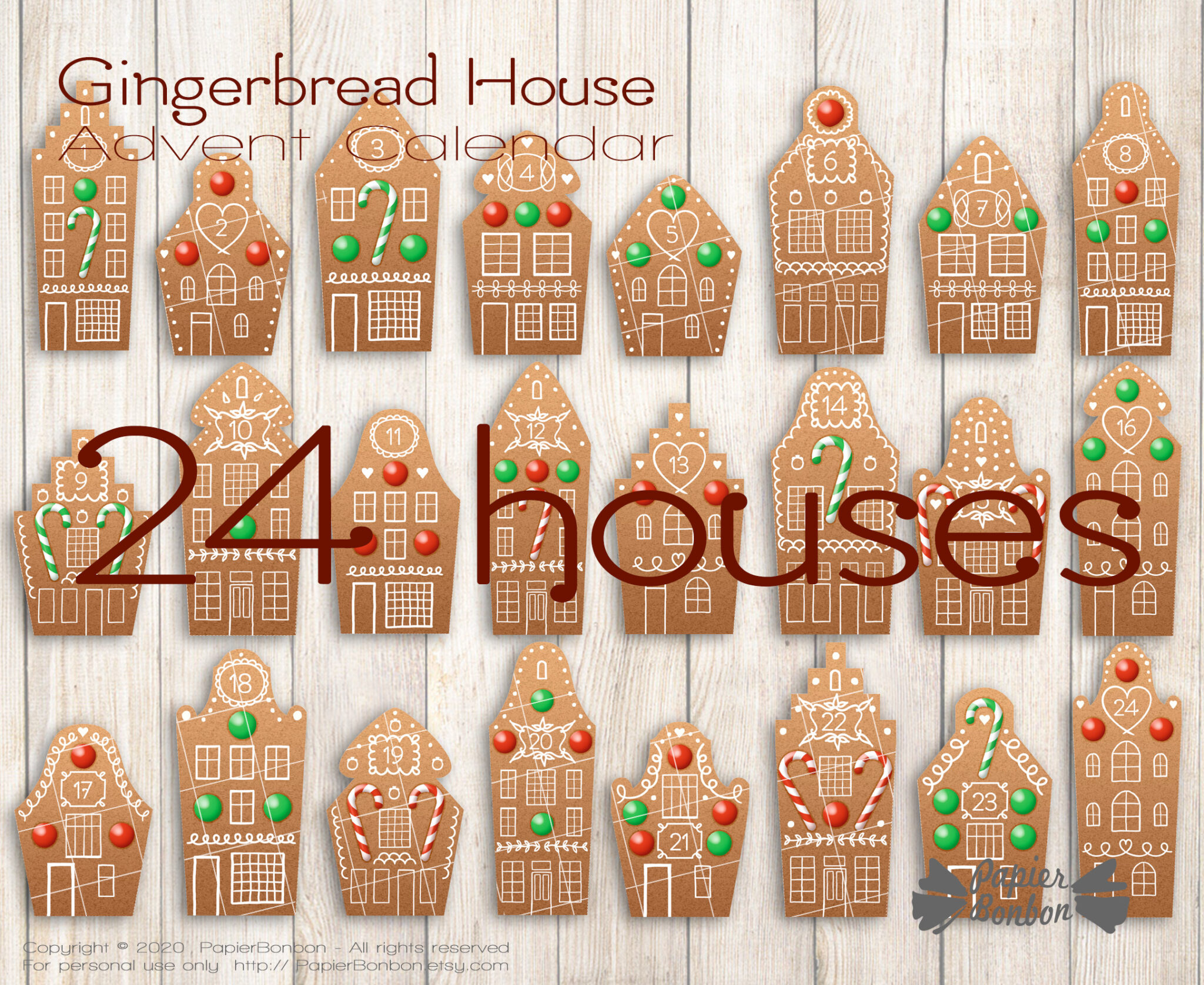 Gingerbread house Advent calendar Papier Bonbon