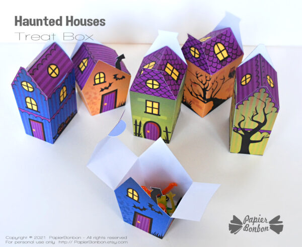 Boites maison hantée - Haunted houses treat box - Halloween