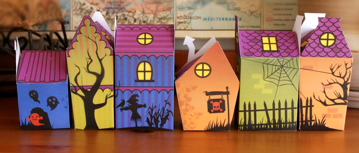 Boites maison hantée - Haunted houses treat box - Halloween