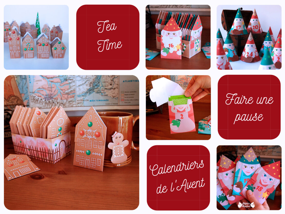 Calendrier de l'Avent sachets de thé - Elfes du père Noël - elf teabag envelopes Advent Calendar