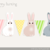 Guirlande de lapins pour Pâques, guirlande DIY pour un 1er anniversaire, guirlande pour les fêtes de Printemps - Easter Bunny Bunting Banner, Bunny 1st Birthday Banner