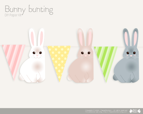 Guirlande de lapins pour Pâques, guirlande DIY pour un 1er anniversaire, guirlande pour les fêtes de Printemps - Easter Bunny Bunting Banner, Bunny 1st Birthday Banner