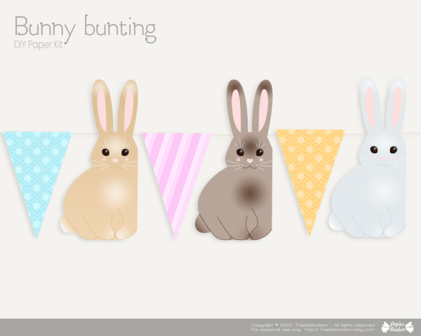 Guirlande de lapins pour Pâques, guirlande DIY pour un 1er anniversaire, guirlande pour les fêtes de Printemps - Easter Bunny Bunting Banner, Bunny 1st Birthday Banner