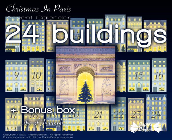 24 boites cadeaux - Calendrier de l'Avent Noël à Paris - Christmas in Paris Advent Calendar