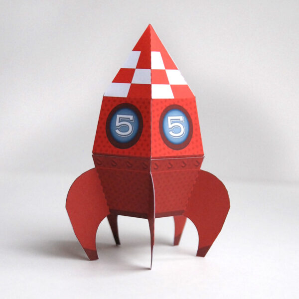 red rocket gift box l Boîte cadeau fusée rouge